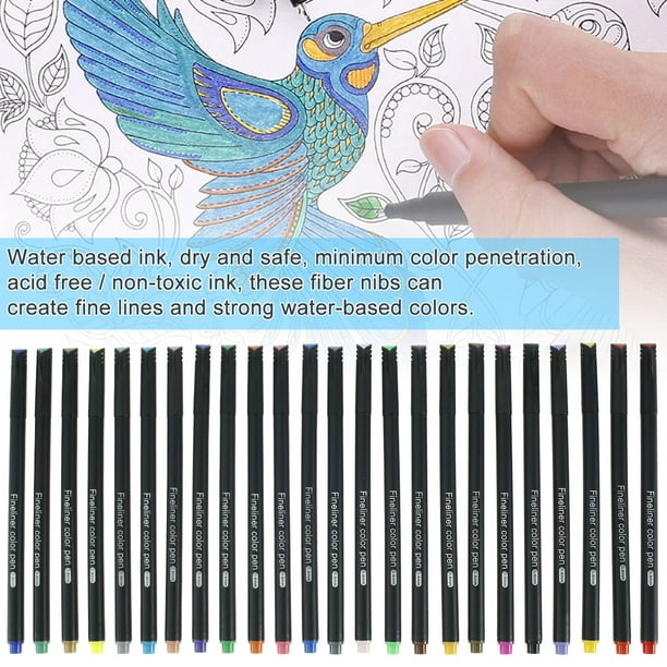 24pcs Colorful Fineliner Pens Set with 0.4mm Tip Fine Line Colored Sketch  Writing Pens DIY Fine Tip Marker Set for Journal Planner Note Taking and  Coloring Book 