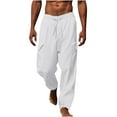 thumbnail image 1 of Pantalones largos de moda para hombre con cordón, cintura elástica, color sólido, pantalones casuales largos, pantalones para hombre, 1 of 5
