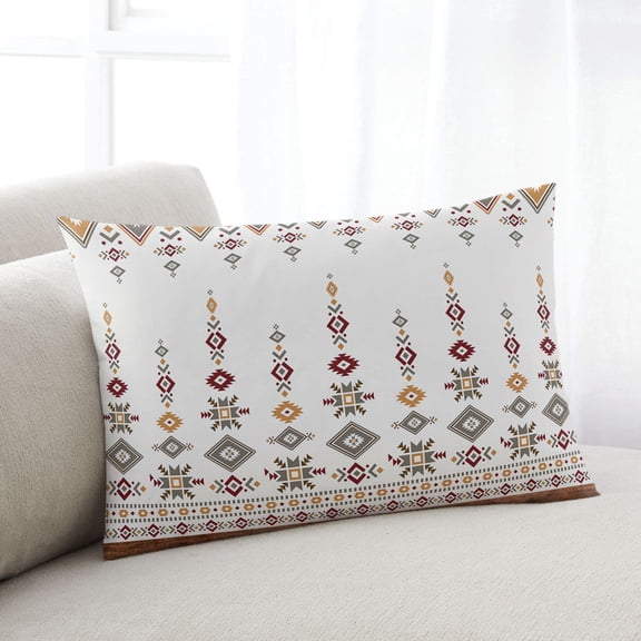 Retro Southwest, Throw Pillow Cover, Pillowcase Protectors with Zipper, Breathable Decorative Lumbar Pillow Case Cover, Geometric Abstract Bohemia Native Tribal Pillow Shams for Couch Sofa 12x20Inch