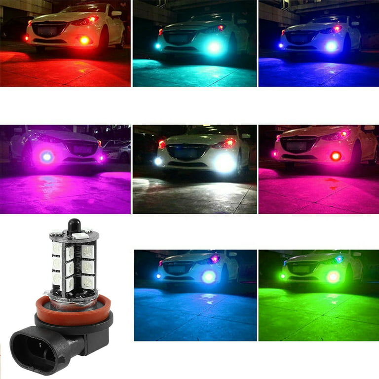 MLfire 2PCS 27 LED Car Fog Lights H8/H11 RGB Fog Light Bulbs with Remote  Control Colorful Front Fog Light Bulbs Headlight
