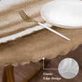 thumbnail image 3 of Brown Stripes Round Tablecloth, Fitted Table Cover with Elastic for 55"-60" Round Tables, Country Watercolors Gradient Texture Table Cloth Outdoor Indoor Dinning Party Waterproof Tablecloths, 3 of 7