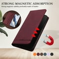 thumbnail image 6 of Magnetic Phone Case For iPhone 16 Pro Max 6.9-inch with RFID Blocking,Magnetic Closure,Card Slots,Cash Slot,Kickstand,Shockproof Flip Folio Protective Phone Case,Red,For iPhone 16 Pro Max, 6 of 10