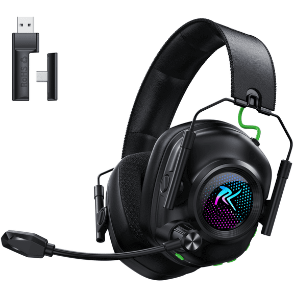 Wireless Gaming Headset 2.4GHz Bluetooth Gaming Headphones with Noise Canceling Mic,3D Surround,50H Playtime for PS5 PS4 PC Switch Mac Phone,Black