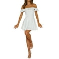 thumbnail image 4 of FOCUSNORM Robe Mini pour Femmes Sans Manches Dos Nu Épaules Dénudées à Volants Robe Trapèze pour Cocktail, 4 of 8