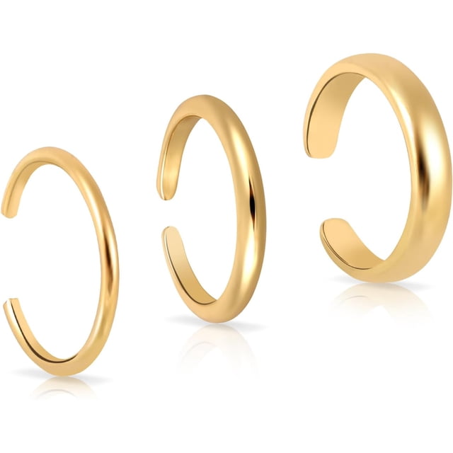 3pcs Adjustable Toe Rings, Thin Open Band Toe Rings Elegant Summer Beach Foot Jewellery for Woman