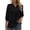 Black, variant on Women's Casual 3/4 Sleeve Henley V-Neck Button Up Pleated Back Blouses Swiss Dot Blouse Tops T-Shirts