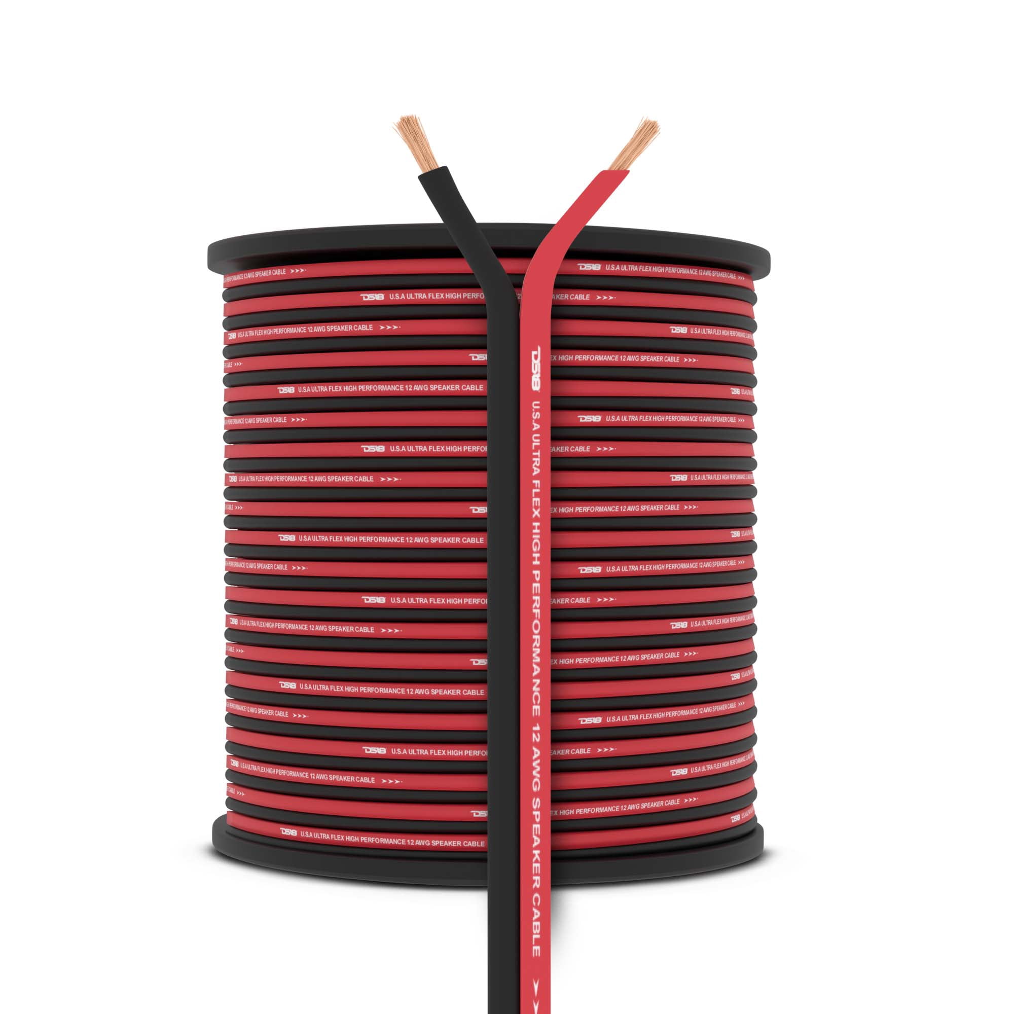 500 Ft 12 Gauge AWG Speaker Wire Car Audio 500' Black Red Zip Wire DS18 Spool