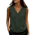 thumbnail image 3 of Bosfbaoi Womens Blouse V Neck Henley Relaxed Fit Sleeveless Stitch Detail Solid Casual Chic Tank Tops for Women, 3 of 9