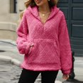 thumbnail image 3 of Sudadera con capucha y media cremallera holgada para mujer - Chaqueta informal y cómoda para el frío, 3 of 8