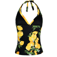 thumbnail image 3 of Hilor Womens Swimsuit Top Plunging V Neck Halter Swim Tops Shirred Tummy Control Tankini Top, 3 of 5
