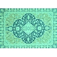 thumbnail image 1 of Ahgly Company Machine Washable Indoor Rectangle Geometric Turquoise Blue Traditional Area Rugs, 8' x 12', 1 of 4
