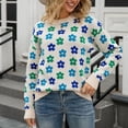 thumbnail image 2 of Bovemsi Womens Sweaters Cozy Autumn New Round Neck Knitted Long Sleeve Sweater Women's Print Warm Comfortable Fit Business Casual Sweaters, 2 of 9