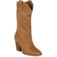 thumbnail image 2 of Polly- Women's Cowboy Mid-Calf Western Slip On Ankle Booties Almond Toe Cowgirl Boots (L-Coffee ISU, 8.5), 2 of 6