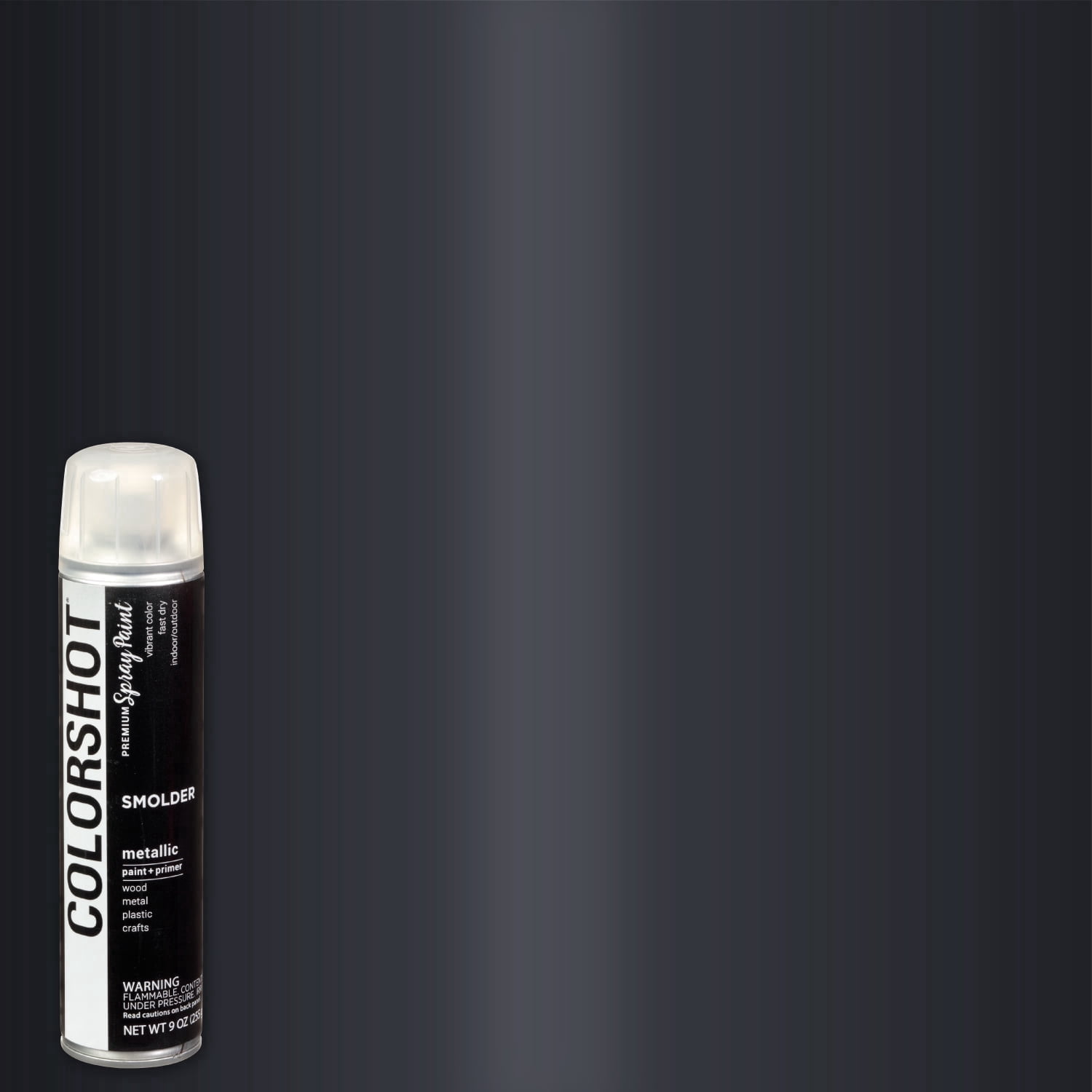 (2 pack) COLORSHOT Metallic Spray Paint, Smolder (Black), 9 oz, Fast-Drying Acrylic Paint, Indoor & Outdoor Use