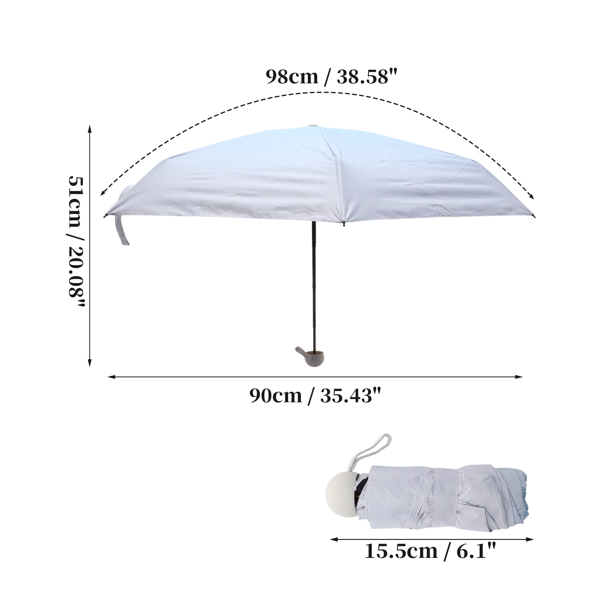 Unique Bargains Lightweight Mini Compact Windproof Folding Umbrella Sky Blue [Circular Handle]