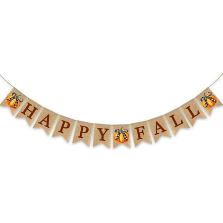 Happy Fall Banner Pre-strung Fall Burlap Buffalo Plaid Bow Autumn Themed Party Decoration Halloween Thanksgiving Day Supplies