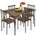 thumbnail image 2 of Best Choice Products 5-Piece Indoor Modern Metal Wood Rectangular Dining Table Furniture Set w/ 4 Chairs - Drift Brown, 2 of 8