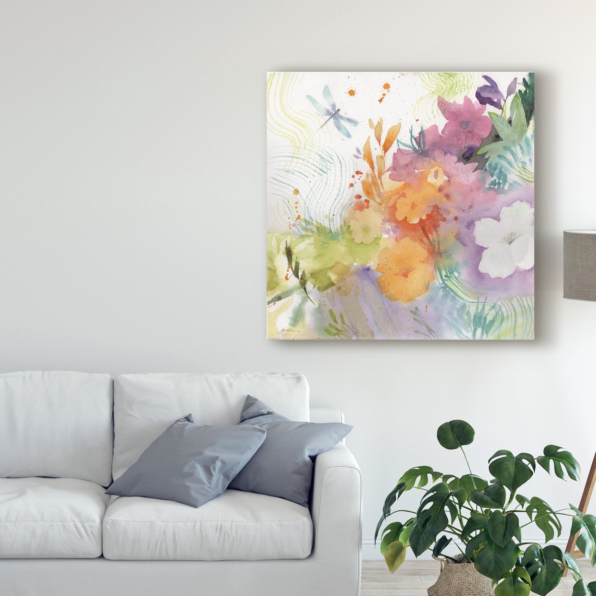 Trademark Fine Art 'Garden of the Dragonfly' Canvas Art by Sheila Golden