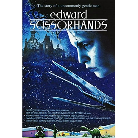 Art Tin - Tim Burtons Edward Scissorhands 1990 36x24 Movie Art Print Poster Johnny Depp Winona Ryder Vincent Price