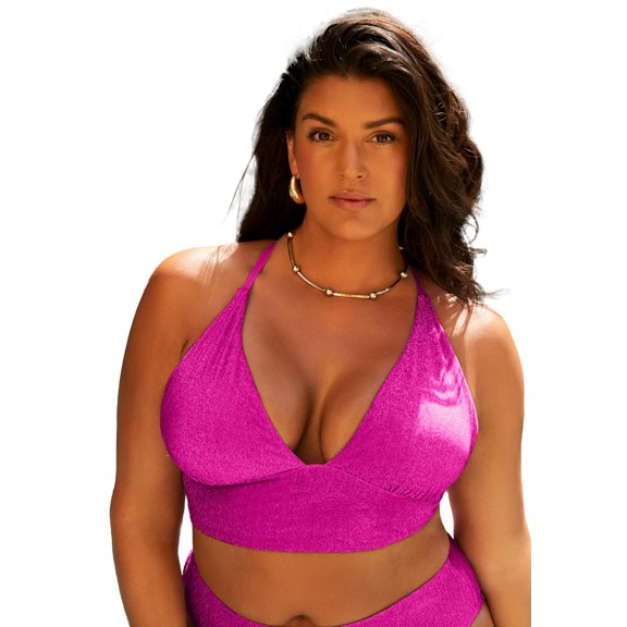 Swimsuits for All Women's Longline Sparkle Bikini Top