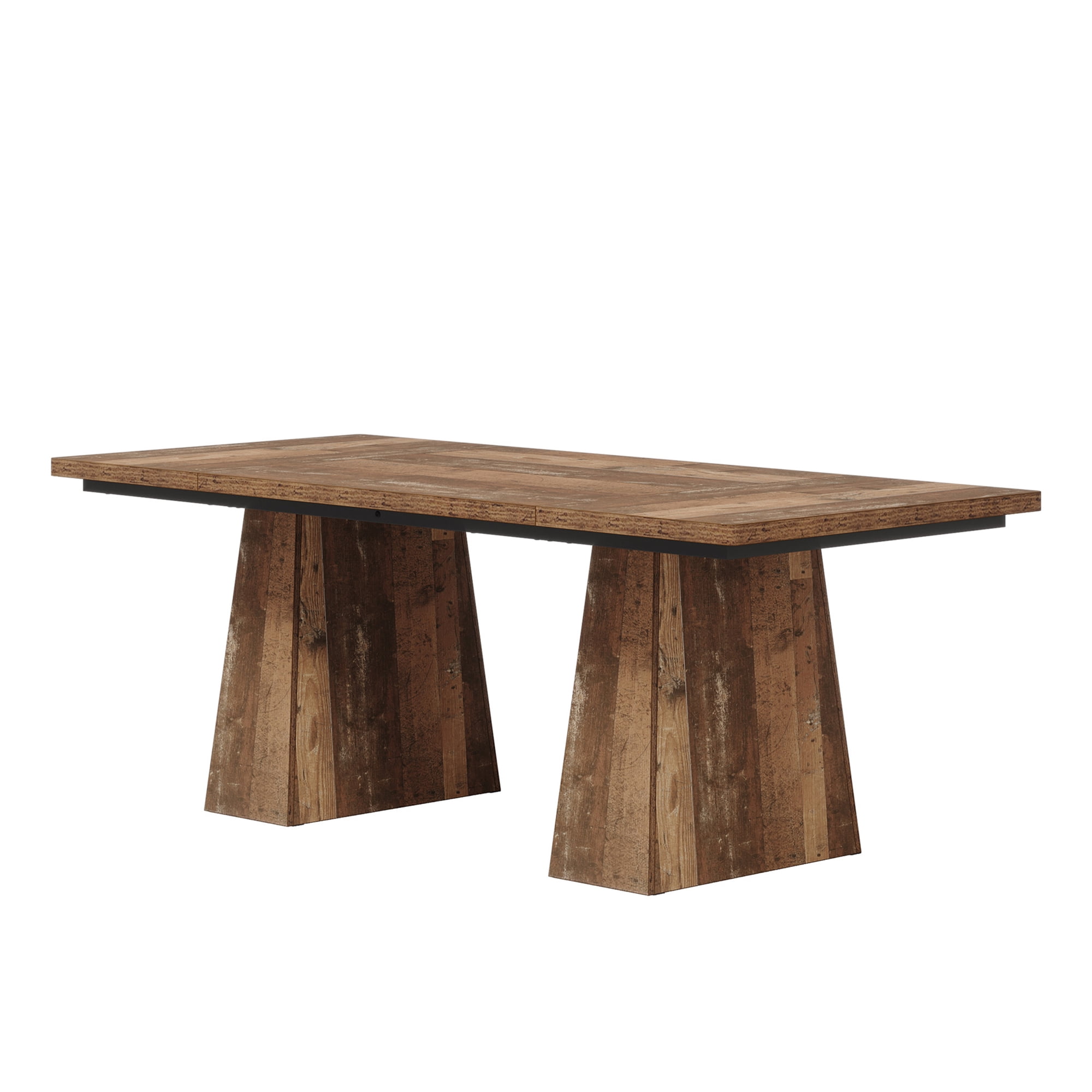 MAYEERTY 63 Inch Farmhouse Multi-Use Table, Rectangular Wood Table for 6 People with Sturdy Pedestal Base