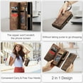 thumbnail image 4 of Feishell Durable 2-In-1 Magnetic Detachable Wallet Case for Samsung Galaxy A54 5G,for Women Men,Premium PU Leather Zipper Pocket Flip Multi Card Slots Purse Phone Case with Wrist Strap,Darkbrown, 4 of 10