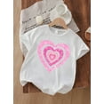 thumbnail image 1 of [Glittery Heart Tee] Glittery Girls' Retro-Inspired Heart Print T-Shirt | Soft Cotton, Crew Neck, Short Sleeve, Summer Top, Machine Washable, Playful Apparel, 1 of 6