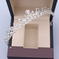 thumbnail image 3 of Tiara de novia con diamantes de imitación y corona de princesa con cristales de estilo retro para desfiles, graduaciones y bodas, color plateado, 3 of 4