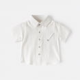 thumbnail image 2 of HCNTES Boys School Shirts 2-15 Years, Toddler Baby Boys Long Sleeve Pullover Tops Kids Casual Button Lapel School Uniform(White,5-6 Years), 2 of 4