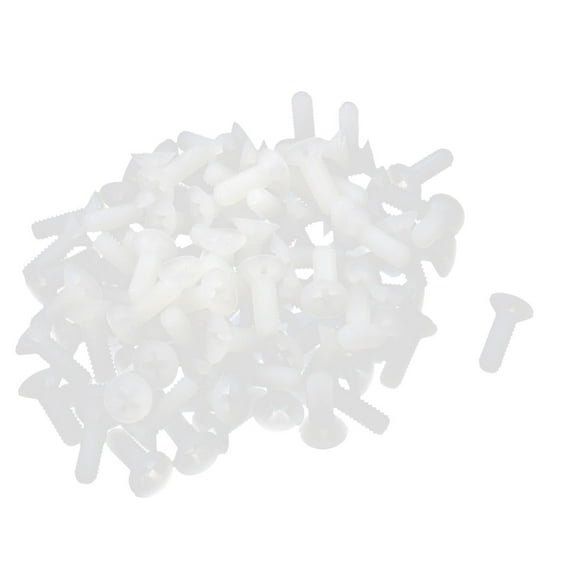 Unique Bargains 100pcs Nylon Countersunk Flat Head Drive Screw M4 x 12mm