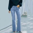 thumbnail image 2 of Aayomet Mom Jeans Bell Bottom Jeans for Women Ripped Skinny Bell Bottom Raw Hem Denim Pants,Light Blue S, 2 of 5