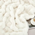 thumbnail image 3 of JONIYEAR Soft Decorative Fuzzy Bubble Faux Rabbit Fur Throw Blanket for Couch 50" x 60", Double Sided Cute Plush Thick Warm Fluffy Blanket, Luxury Cozy Puffy Shaggy Comfy Furry Blankets, Cream White, 3 of 6