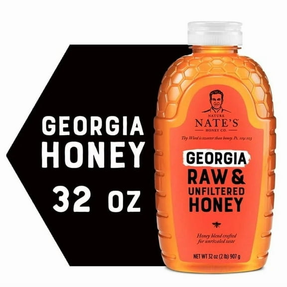 Nate's Georgia Honey: 100% Pure, Raw and Unfiltered Honey - 32 fl oz Gluten-Free Honey