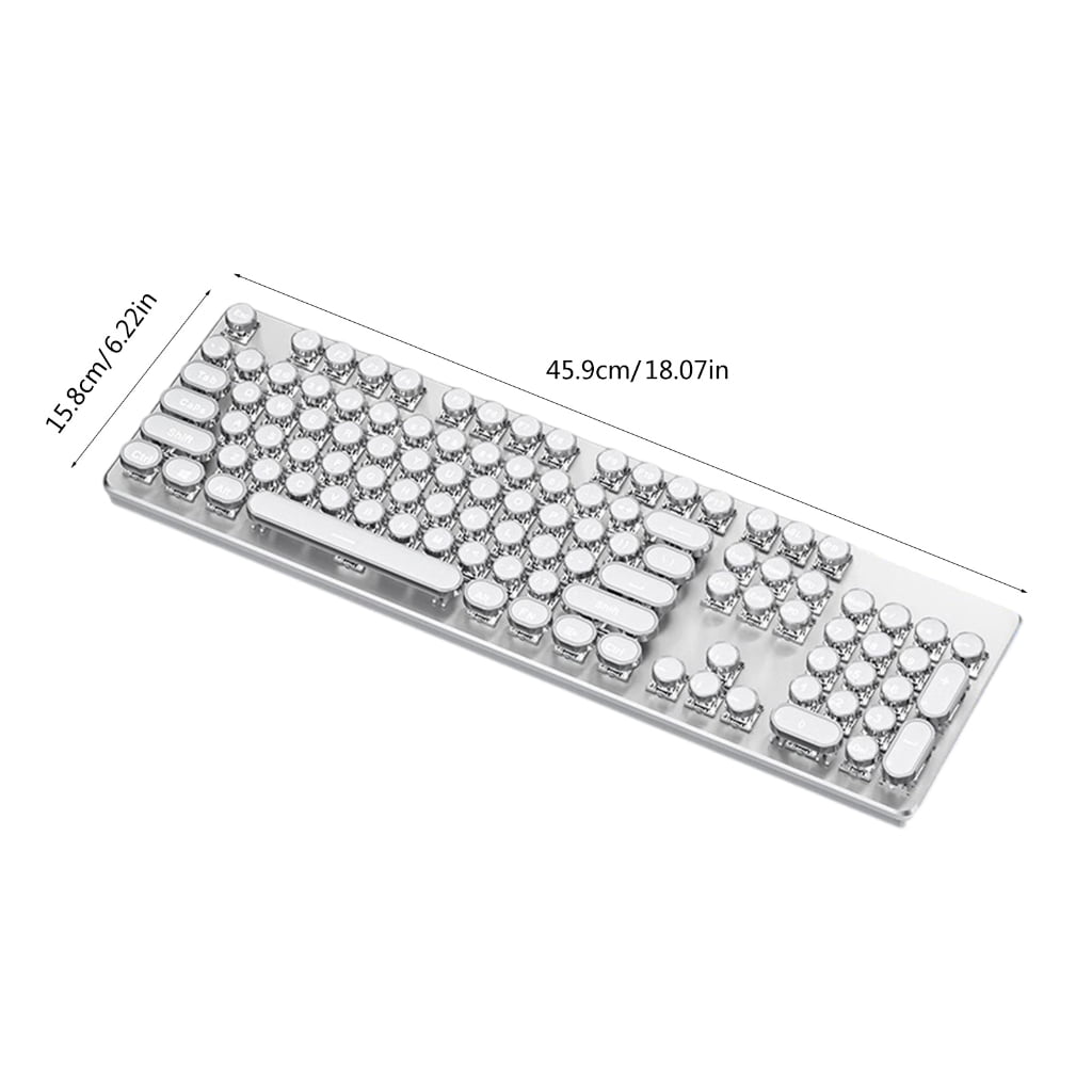 Gaming Mechanical Keyboard with Tactile Switches, Rainbow Backlit, Round Retro Keycaps, 104 Keys, Media Control, White