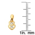 thumbnail image 2 of Precious Stars 14K Yellow Gold Cubic Zirconia Ladies Overlapping Double Heart Pendant with 16" Chain Necklace, 2 of 5