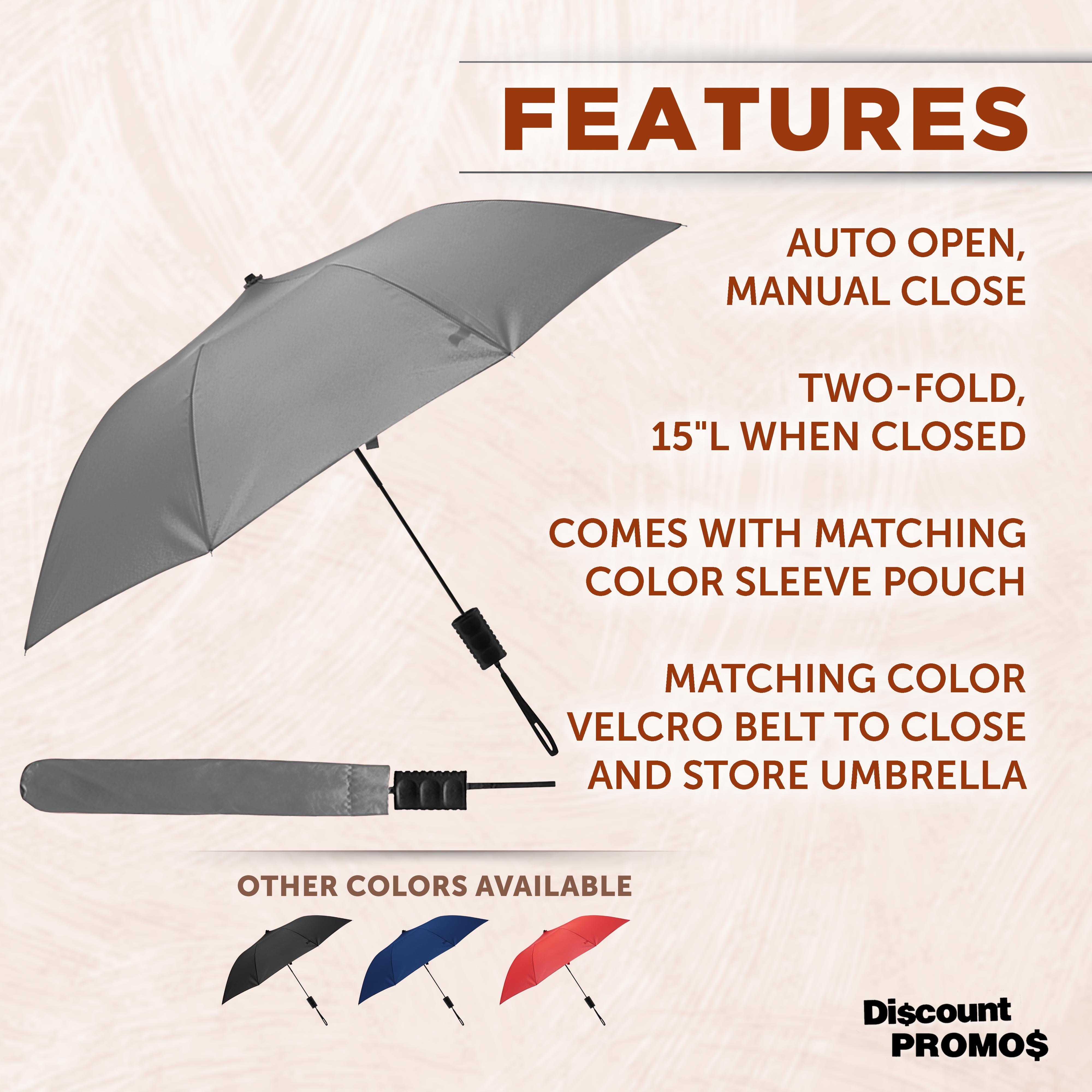 Compact Manual Folding Umbrellas Set of 12, Bulk Pack - Perfect for Travel, Promotional Events or Giveaways - Grey