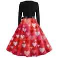 thumbnail image 4 of Fgvctg Valentine'S Day A Line Dresses For Women Date-Night Vintage Cocktail 50S Tea Dress Love Heart Graphic V Neck Dress Plus Size Elegant Long Sleeve Clothing Soft Outfit Watermelon Red M, 4 of 4