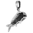 thumbnail image 2 of 1 1/16 inch Sterling Silver Mahi Mahi Fish Necklace Diamond-Cut Oxidized finish 18 inch BX_19, 2 of 4