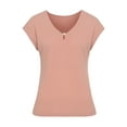 thumbnail image 5 of LASCANA Women's Textured Short Sleeve Top Buttons, 5 of 6