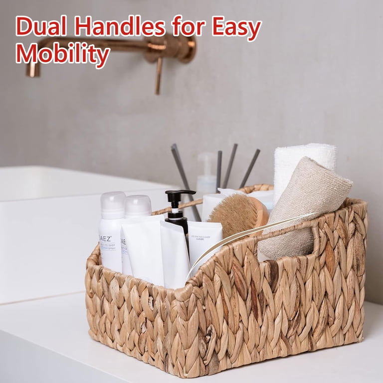 Tripumer Handmade Water Hyacinth Storage Baskets, 2-Pack photo 3