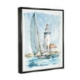 thumbnail image 3 of Stupell Industries Nautical Sailboat & Lighthouse Coastal Painting Black Floater Framed Art Print Wall Art, 3 of 6