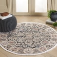 thumbnail image 2 of SAFAVIEH Artifact Esmond Oriental Polyester Area Rug, Charcoal/Ivory, 4' x 4' Round, 2 of 7