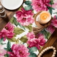 thumbnail image 3 of Pink Floral Table Runner - 48 Inch Long Watercolor Flowers Leaves Plants Watercolor Cotton and Linen Blended Dress Scarves Farmhouse Table Runner for Kitchen Dining, Coffee Table, 13" x 48", 3 of 8