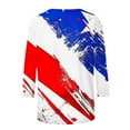 thumbnail image 5 of Dreluolixuan Patriotic Shirts for Women 3/4 Sleeve Tees Crewneck Blouses American Flag Star Red White and Blue Tops Pullover Party in The USA Memorial Day Red 4XL, 5 of 5