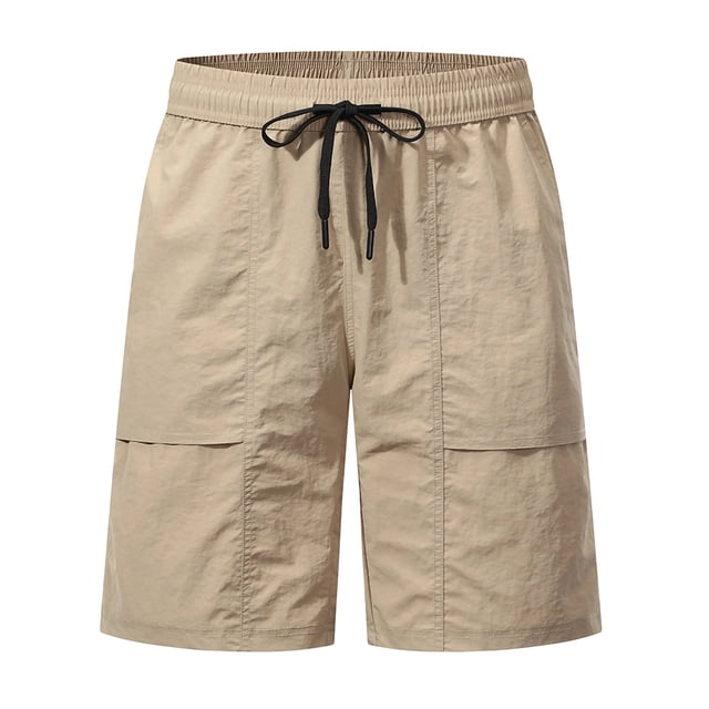 Ceisia Summer Men's Quick Dry Ice Silk Running Shorts Casual Solid Color Nylon Shorts with Pockets Khaki L Gifts