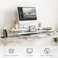 thumbnail image 4 of Fenge Dual Monitor Stand, Monitor Stands Riser for 2 Monitors, 42.5 Inch Wood Desk Shelf with Storage Organizer and Cable Management for Office Desk Accessories,White, 4 of 6