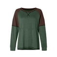 thumbnail image 4 of Lenpel Women's Tunic Tops Casual Crew Neck Side Split Color Block Long Sleeve T Shirts Loose Trendy Blouses, 4 of 7
