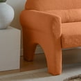 thumbnail image 4 of Boucle Accent Chair with Lumbar Pillow, Modern Armchair, Minimalist Single Sofa Chair with Unique Arch Leg and Curved Backrest Design for Living Room, Bedroom and Reading Room, Orange, 4 of 6