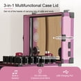 thumbnail image 4 of Portable Manicure Table with LED Mirror, Bluetooth & USB Port, Rolling Makeup Train Case with Foldable Nail Table and Password Lock, Nail Desk with 3 Drawers for Nail Techs & Salons, Pink, 4 of 9