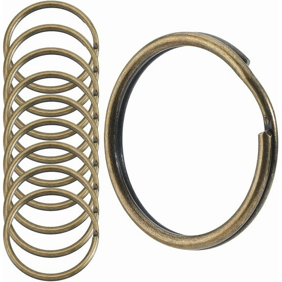 1 Box 60Pcs Flat Split Key Rings Bronze Keychain Rings Metal 1 Inch Round Circular Iron Open Double Loop Keyrings Clips for Home Car Keys Keychains Crafts Organization Accessories